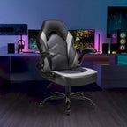 Fauteuil gamer en cuir PU Noir+Bleu / Noir+Rouge / Noir+Gris avec accoudoirs relevables et support lombaire pour 1