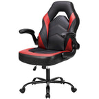 Fauteuil gamer en cuir PU Noir+Bleu / Noir+Rouge / Noir+Gris avec accoudoirs relevables et support lombaire pour 1