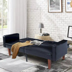 Canapé-lit futon convertible en PU gris clair / gris / noir pour 2-3 personnes