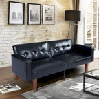 Canapé-lit futon convertible en PU gris clair / gris / noir pour 2-3 personnes