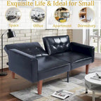 Canapé-lit futon convertible en PU gris clair / gris / noir pour 2-3 personnes