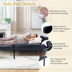 Canapé-lit futon convertible en PU gris clair / gris / noir pour 2-3 personnes
