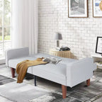 Canapé-lit futon convertible en PU gris clair / gris / noir pour 2-3 personnes