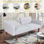 Canapé-lit futon convertible en PU gris clair / gris / noir pour 2-3 personnes