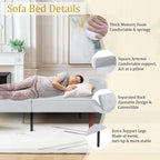 Canapé-lit futon convertible en PU gris clair / gris / noir pour 2-3 personnes