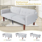 Canapé-lit futon convertible en PU gris clair / gris / noir pour 2-3 personnes