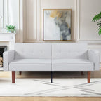 Canapé-lit futon convertible en PU gris clair / gris / noir pour 2-3 personnes