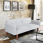Canapé-lit futon convertible en PU gris clair / gris / noir pour 2-3 personnes