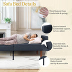 Canapé-lit futon convertible en PU gris clair / gris / noir pour 2-3 personnes