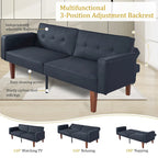 Canapé-lit futon convertible en PU gris clair / gris / noir pour 2-3 personnes
