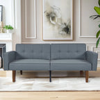 Canapé-lit futon convertible en PU gris clair / gris / noir pour 2-3 personnes