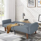 Canapé-lit futon convertible en PU gris clair / gris / noir pour 2-3 personnes