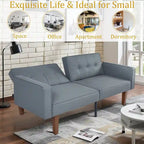 Canapé-lit futon convertible en PU gris clair / gris / noir pour 2-3 personnes