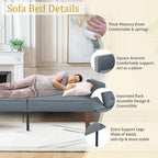 Canapé-lit futon convertible en PU gris clair / gris / noir pour 2-3 personnes