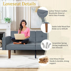 Canapé-lit futon convertible en PU gris clair / gris / noir pour 2-3 personnes