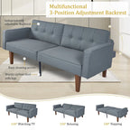 Canapé-lit futon convertible en PU gris clair / gris / noir pour 2-3 personnes