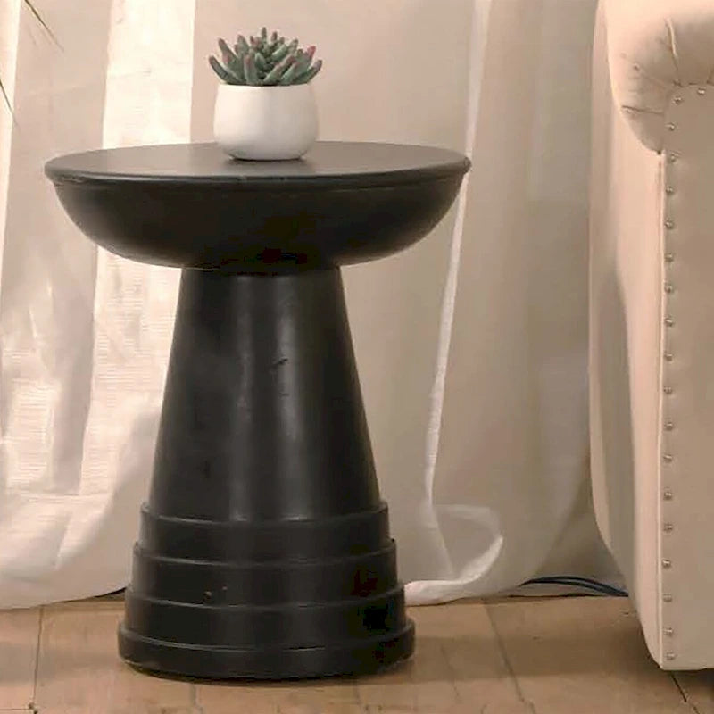 Table d'appoint ronde – Noire, bois massif, individuelle