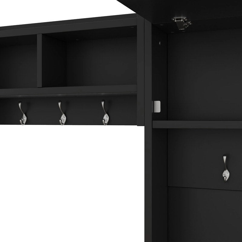 Vestiaire 4-en-1 détachable en MDF blanc avec armoires de rangement, tiroirs, crochets et banc à chaussures pour 1