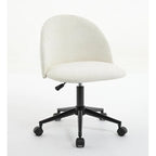 Chaise de bureau pivotante mi-dossier en bouclette blanc/noir ou gris/noir avec pieds et roulettes en métal noir pour 1 personne