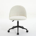 Chaise de bureau pivotante mi-dossier en bouclette blanc/noir ou gris/noir avec pieds et roulettes en métal noir pour 1 personne