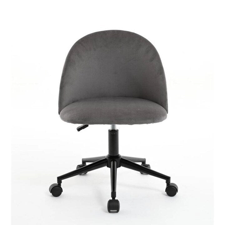 Chaise de bureau pivotante mi-dossier en bouclette blanc/noir ou gris/noir avec pieds et roulettes en métal noir pour 1 personne