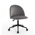 Chaise de bureau pivotante mi-dossier en bouclette blanc/noir ou gris/noir avec pieds et roulettes en métal noir pour 1 personne