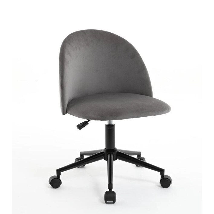 Chaise de bureau pivotante mi-dossier en bouclette blanc/noir ou gris/noir avec pieds et roulettes en métal noir pour 1 personne