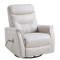 Fauteuil inclinable, pivotant et coulissant électrique avec port USB et porte-gobelets – Beige / Gris / Marron, dossier haut en similicuir moderne, une place