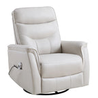 Fauteuil inclinable, pivotant et coulissant électrique avec port USB et porte-gobelets – Beige / Gris / Marron, dossier haut en similicuir moderne, une place