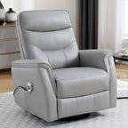 Fauteuil inclinable, pivotant et coulissant électrique avec port USB et porte-gobelets – Beige / Gris / Marron, dossier haut en similicuir moderne, une place