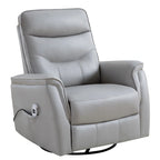 Fauteuil inclinable, pivotant et coulissant électrique avec port USB et porte-gobelets – Beige / Gris / Marron, dossier haut en similicuir moderne, une place