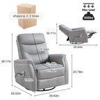 Fauteuil inclinable, pivotant et coulissant électrique avec port USB et porte-gobelets – Beige / Gris / Marron, dossier haut en similicuir moderne, une place