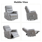 Fauteuil inclinable, pivotant et coulissant électrique avec port USB et porte-gobelets – Beige / Gris / Marron, dossier haut en similicuir moderne, une place