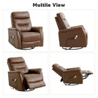 Fauteuil inclinable, pivotant et coulissant électrique avec port USB et porte-gobelets – Beige / Gris / Marron, dossier haut en similicuir moderne, une place