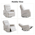 Fauteuil inclinable, pivotant et coulissant électrique avec port USB et porte-gobelets – Beige / Gris / Marron, dossier haut en similicuir moderne, une place