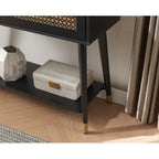 Console 2 tiroirs – Noir / Chêne rustique, structure bois et métal, 1–2 utilisateurs