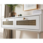 Console 2 tiroirs – Noir / Chêne rustique, structure bois et métal, 1–2 utilisateurs