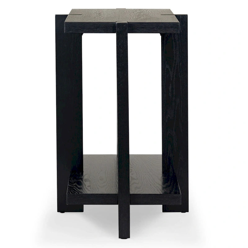 Console rectangulaire – Noir / Gris vieilli, placage de chêne moderne, utilisateur unique