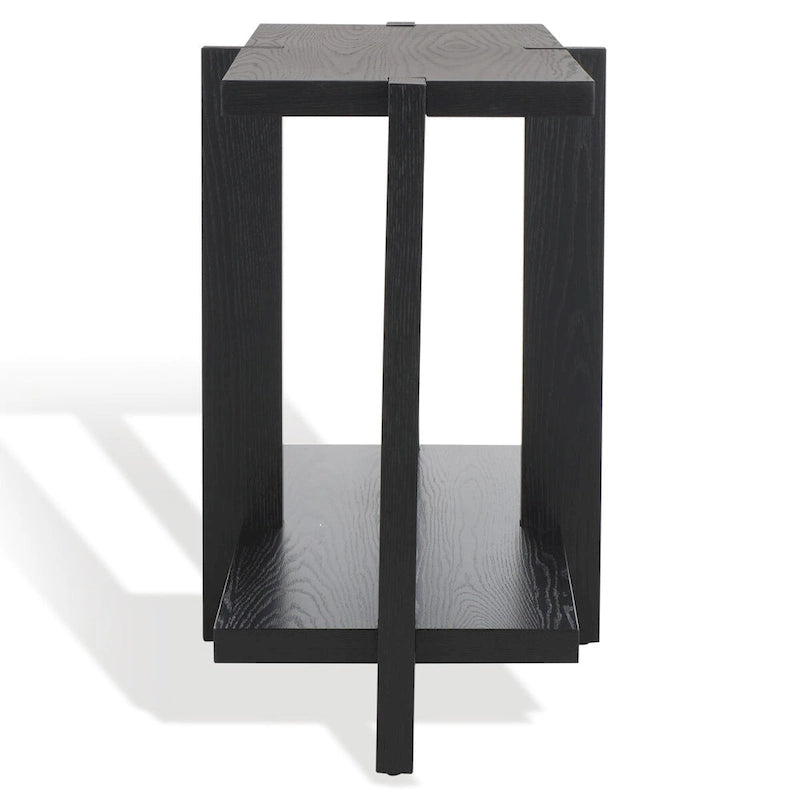 Console rectangulaire – Noir / Gris vieilli, placage de chêne moderne, utilisateur unique