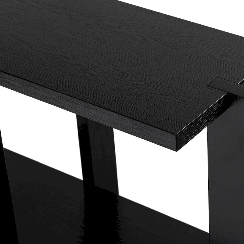 Console rectangulaire – Noir / Gris vieilli, placage de chêne moderne, utilisateur unique